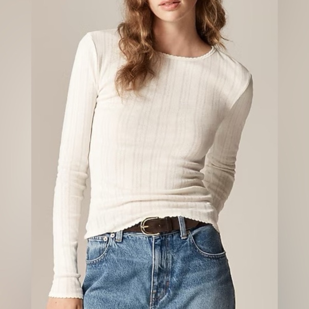 J. Crew Cream Ribbed Long Sleeve Tee